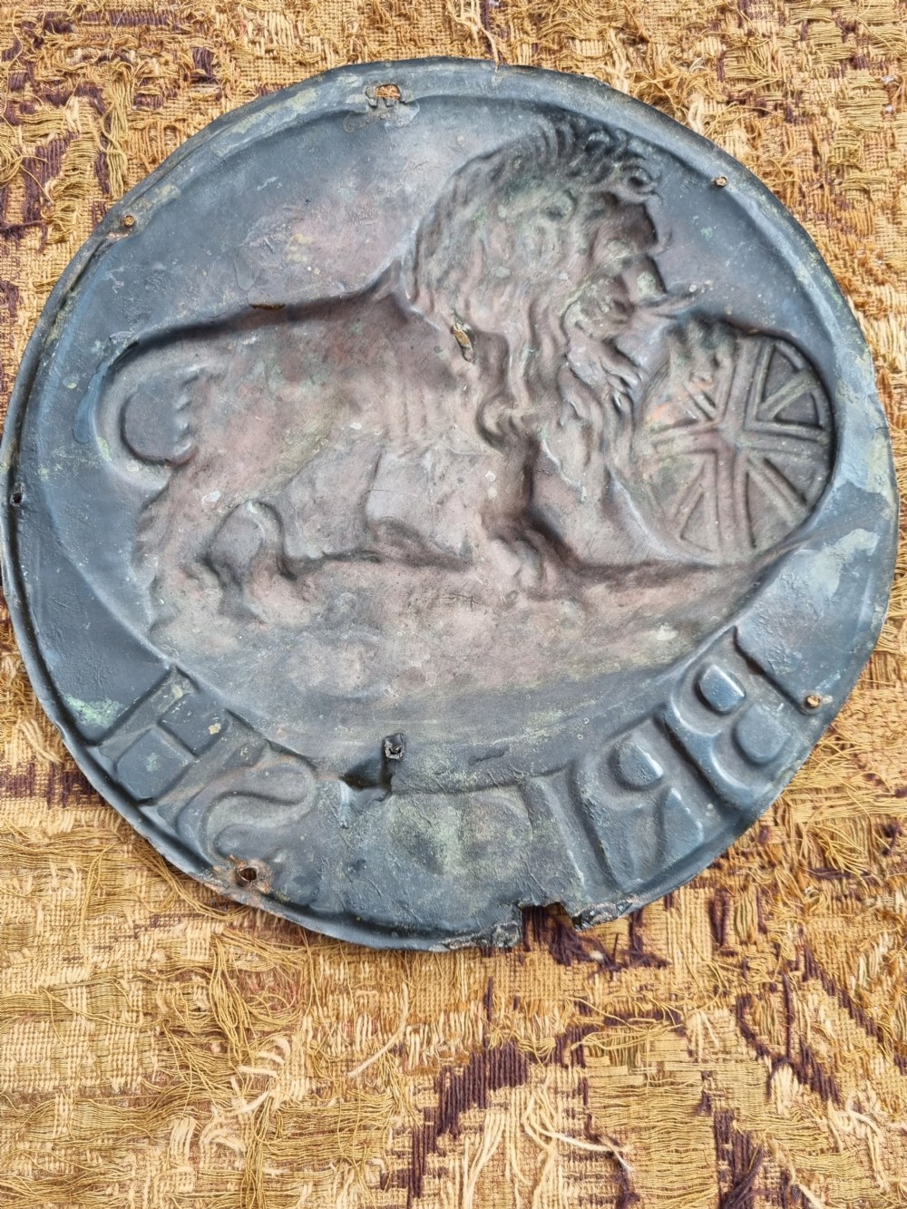 GROUP OF 4 ANTIQUE TINNED FIRE MARKS INC BIRMINGHAM View IX