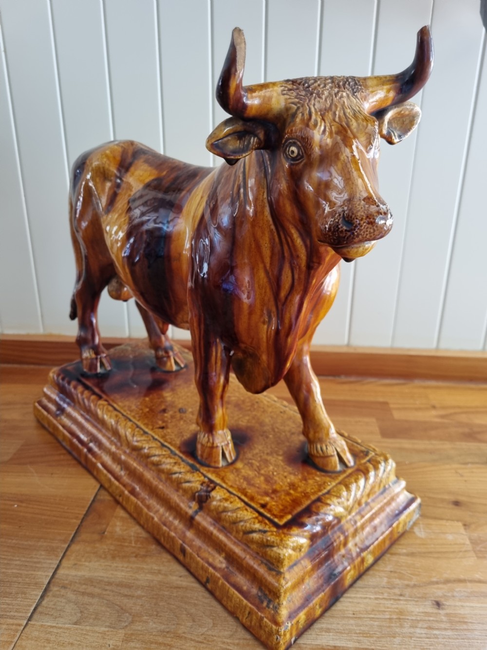 A LARGE POTTERY MODEL OF A BULL USED IN BUTCHERS SHOPS AS ADVERTISING View IV