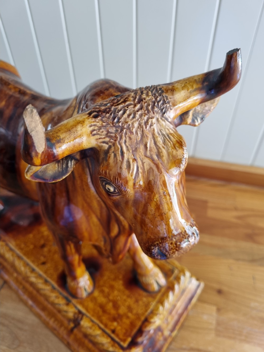 A LARGE POTTERY MODEL OF A BULL USED IN BUTCHERS SHOPS AS ADVERTISING View VII