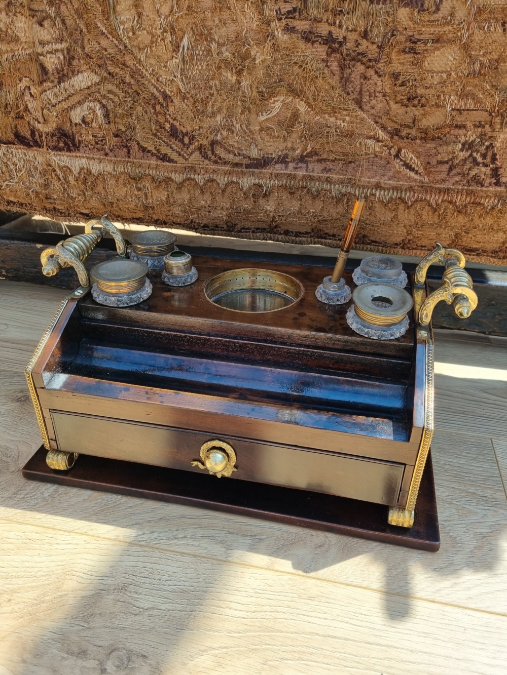A GRAND REGENCY OMULU MOUNTED COROMANDEL INKSTAND View II