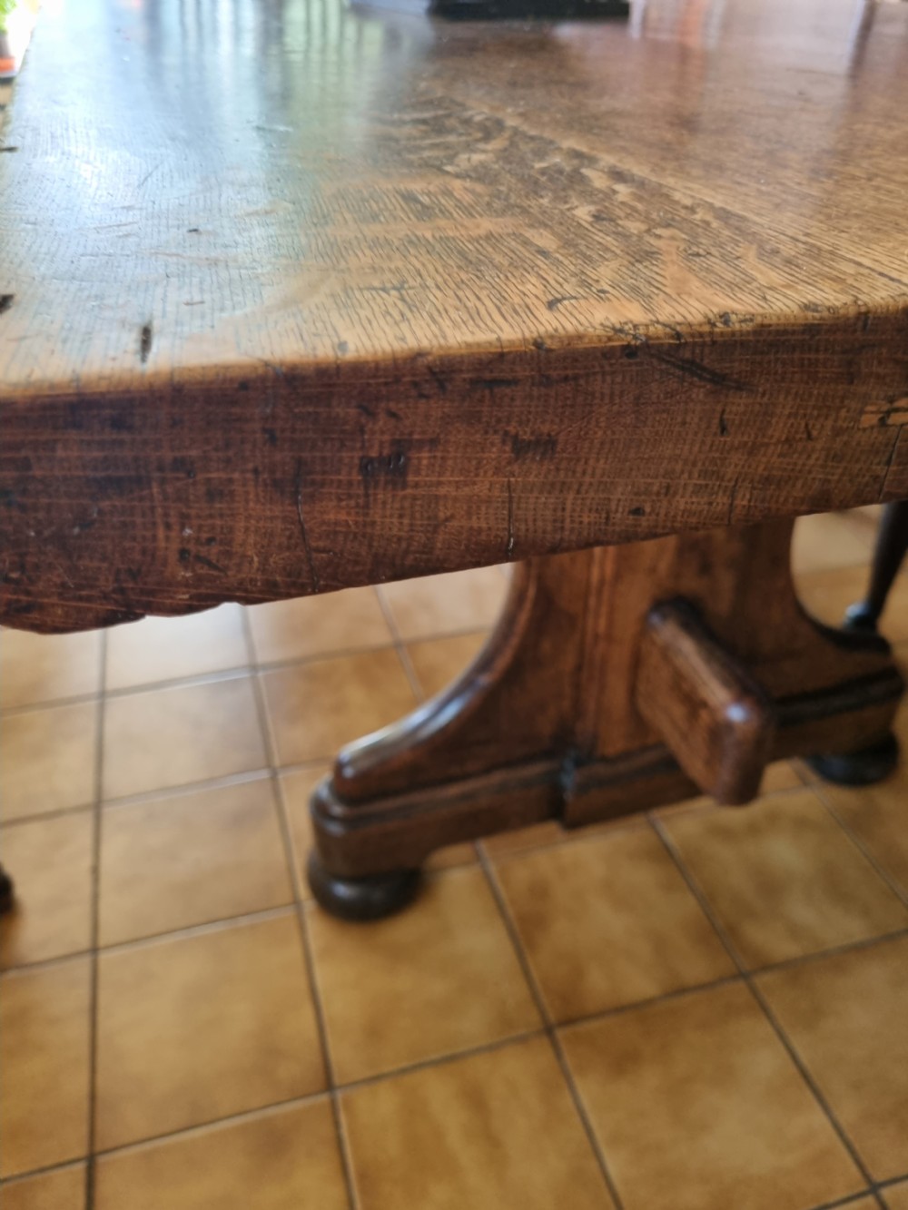 SUPER  18THC THICK TOPPED OAK KITCHEN/DINING  COUNTRY TABLE View II