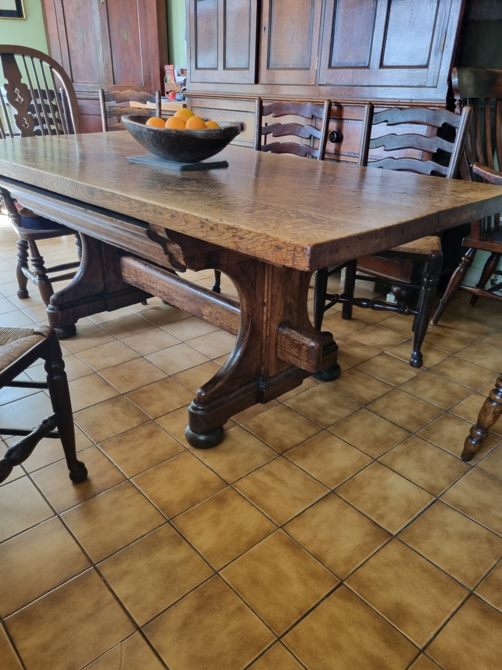 SUPER  18THC THICK TOPPED OAK KITCHEN/DINING  COUNTRY TABLE View VII