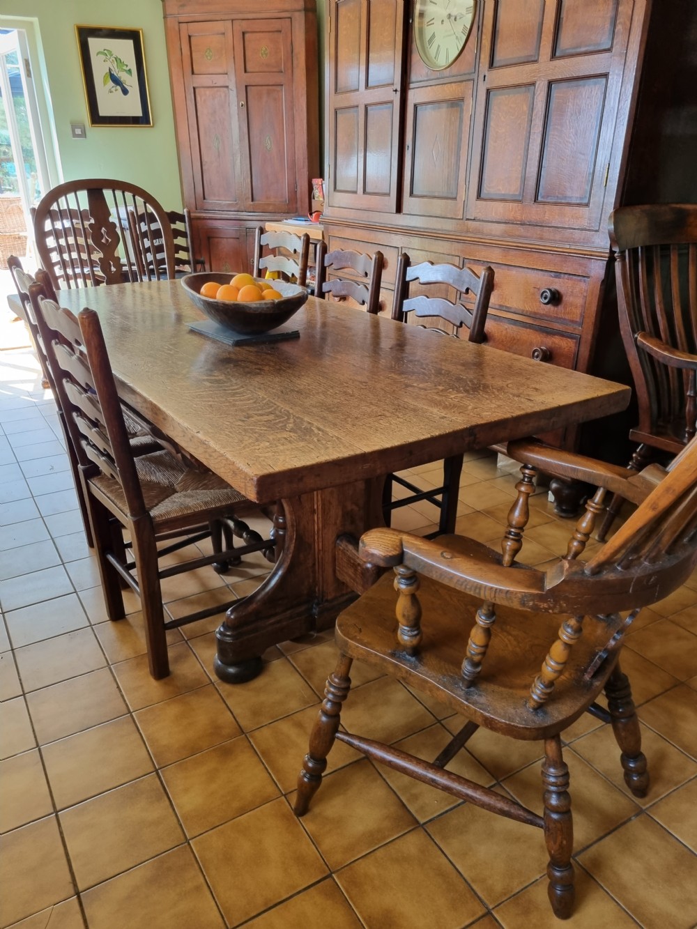 SUPER  18THC THICK TOPPED OAK KITCHEN/DINING  COUNTRY TABLE View VIII