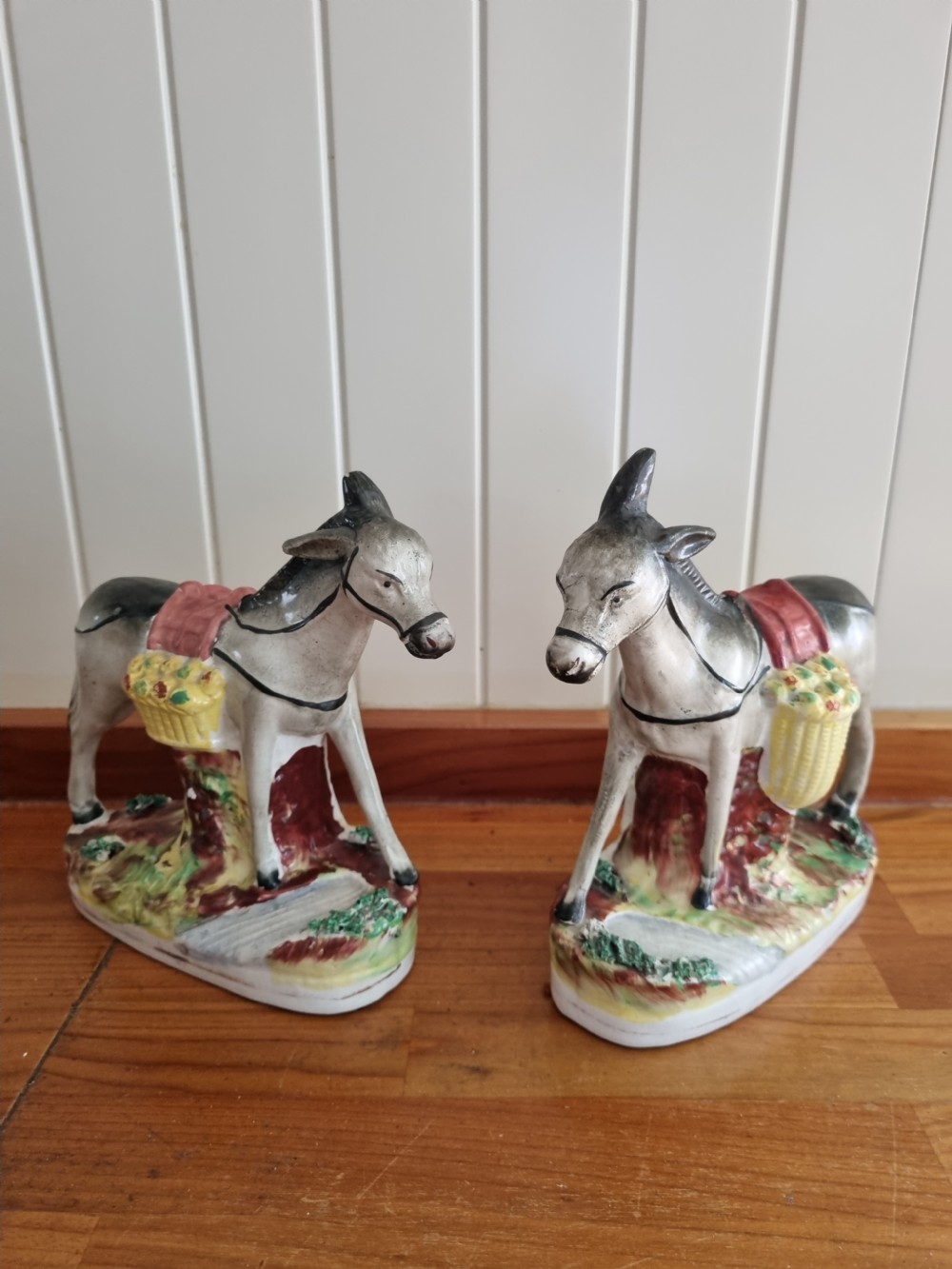 PR OF 19THC STAFFORDSHIRE DONKEYS  View II