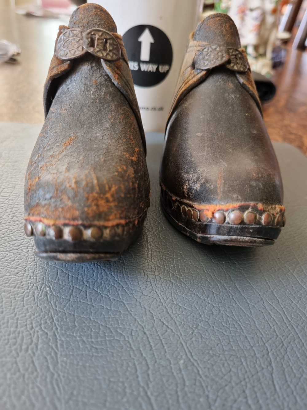 LOVELY PAIR OF VICTORIAN CHILD,S LEATHER CLOGS  View VI