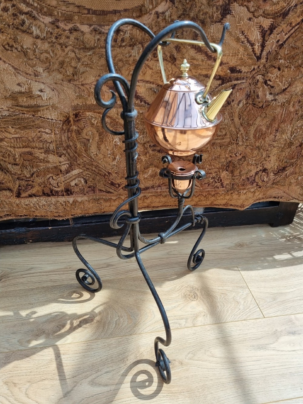 ARTS AND CRAFTS C.DRESSER DESIGNED COPPER KETTLE ON STAND 