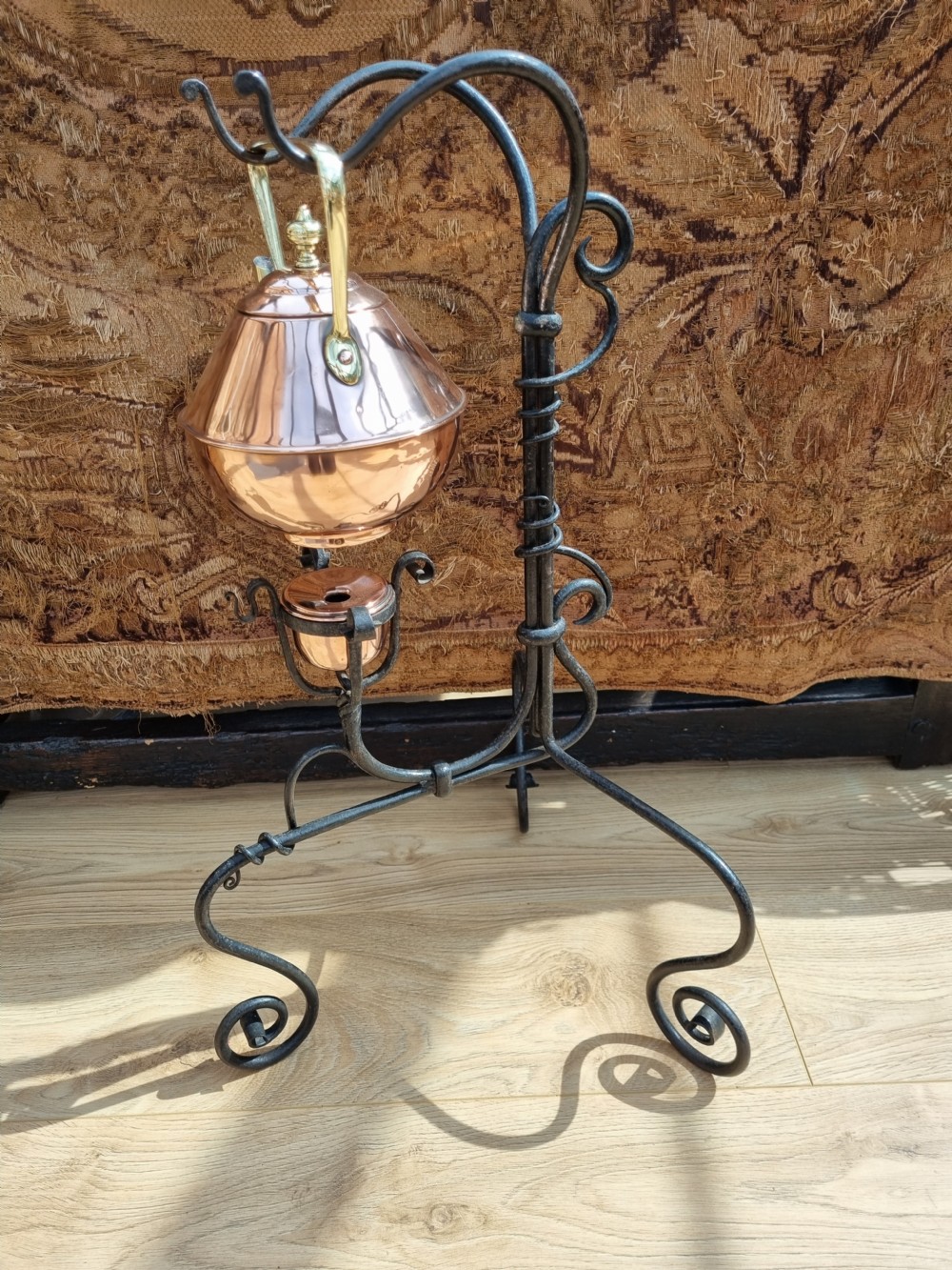 ARTS AND CRAFTS C.DRESSER DESIGNED COPPER KETTLE ON STAND  View II
