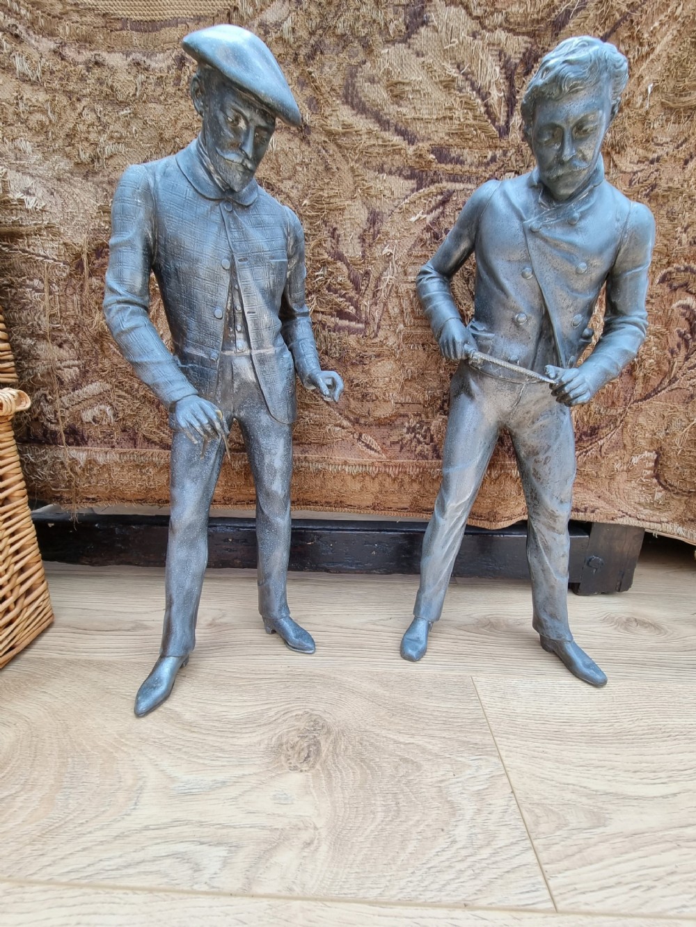TWO UNUSUAL ANTIQUE ZINC ALLOY TRADE FIGURES C1890