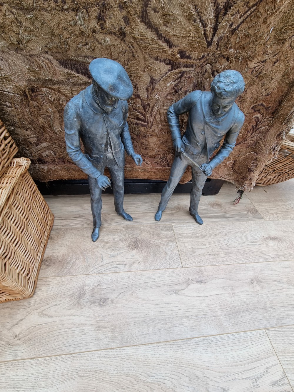 TWO UNUSUAL ANTIQUE ZINC ALLOY TRADE FIGURES C1890 View V