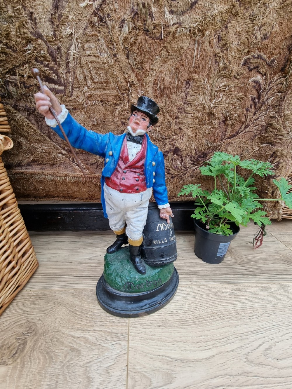 RARE ANTIQUE METAL ADVERTISING FIGURE MR MORTEGG.