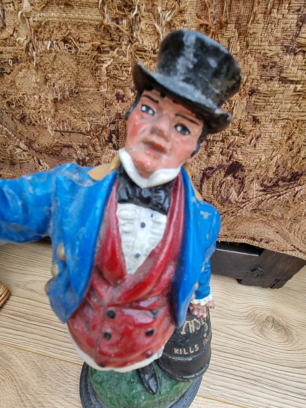 RARE ANTIQUE METAL ADVERTISING FIGURE MR MORTEGG. View IV