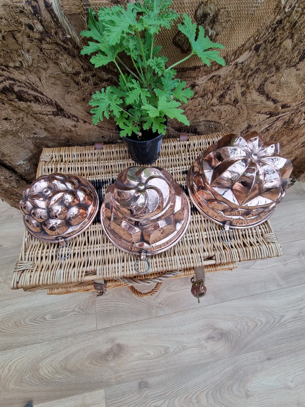 3 ANTIQUE COPPER JELLY MOULDS EX COUNTRY HOUSE View III