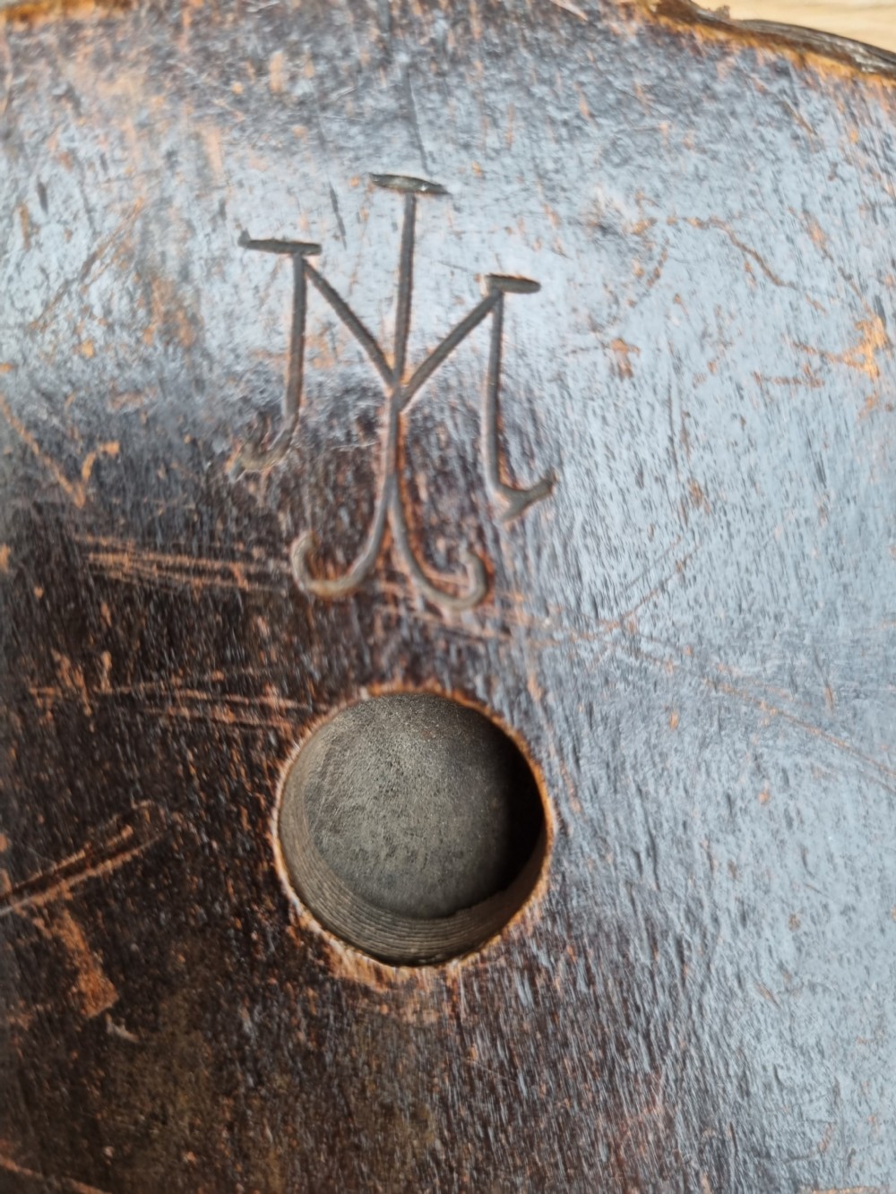 WONDERFUL WELL PRESERVED PR OF L17TH/E18THC OAK  FIRE BELLOWS View V