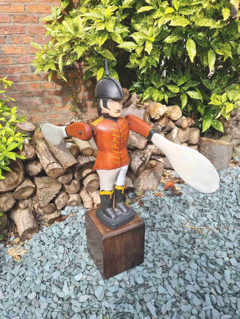 A  FOLK ART SCOTTISH SOLDIER WOODEN WHIRLIGIG C1930