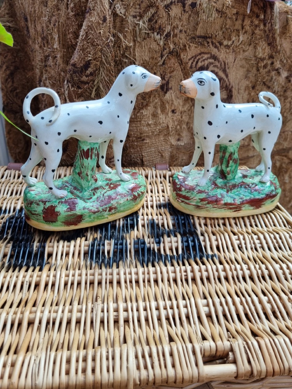 GREAT PAIR OF 19THC STAFFORDSHIRE DALMATIONS 18CMSH 