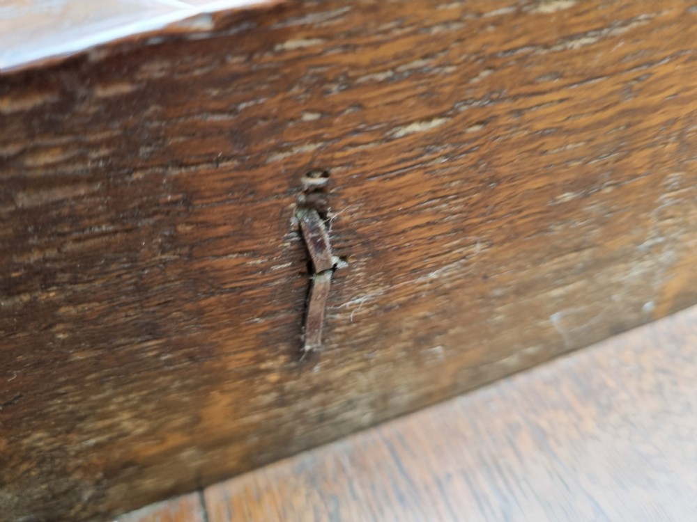 A SIMPLE HONEST EARLY 18THC OAK SIDE TABLE WITH DRAWER . View III