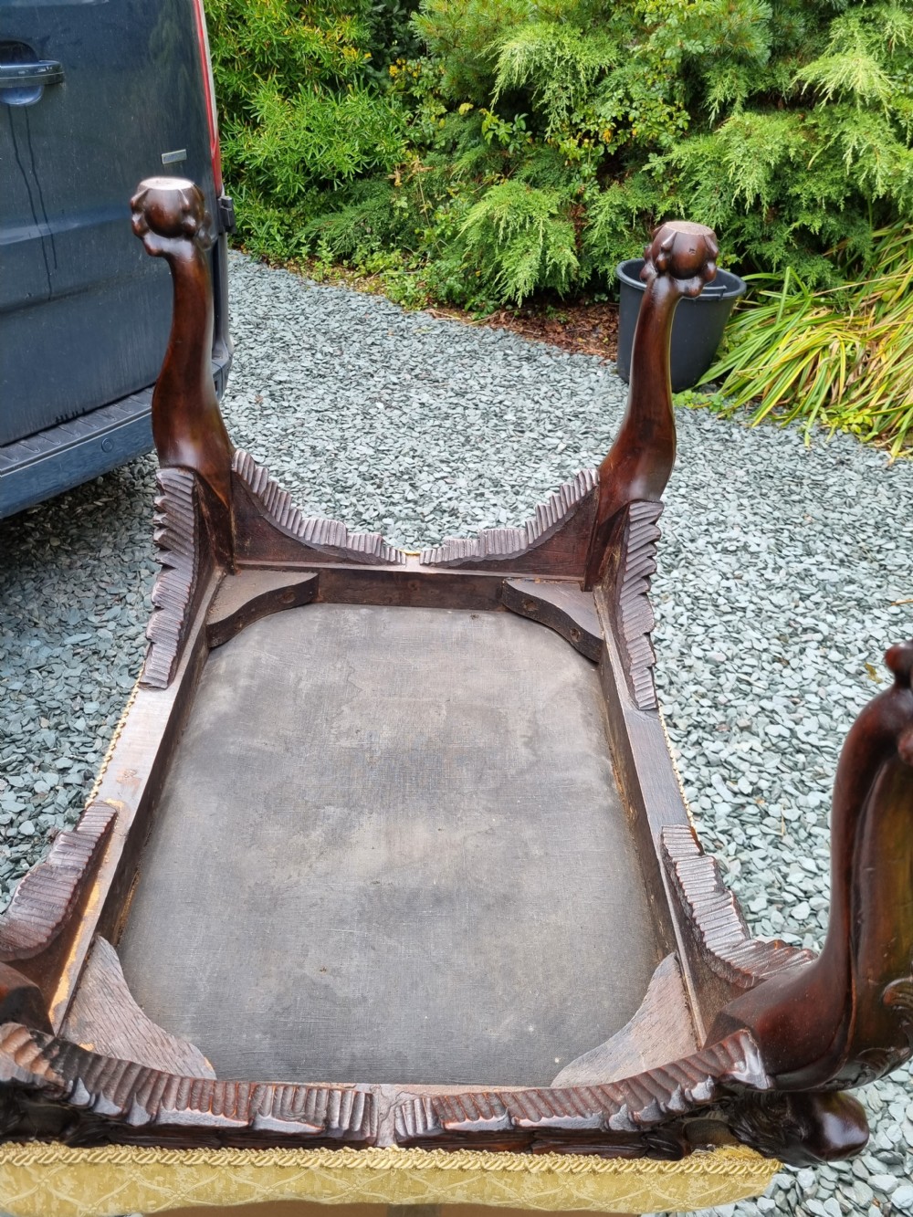 19THC IRISH  WALNUT WINGED CHERUB LARGE STOOL  View VI