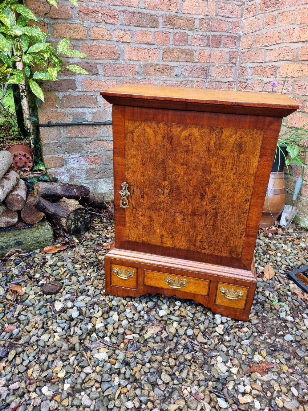 GEORGIAN OAK AND MAHOGANY SPICE CUPBOARD. View II