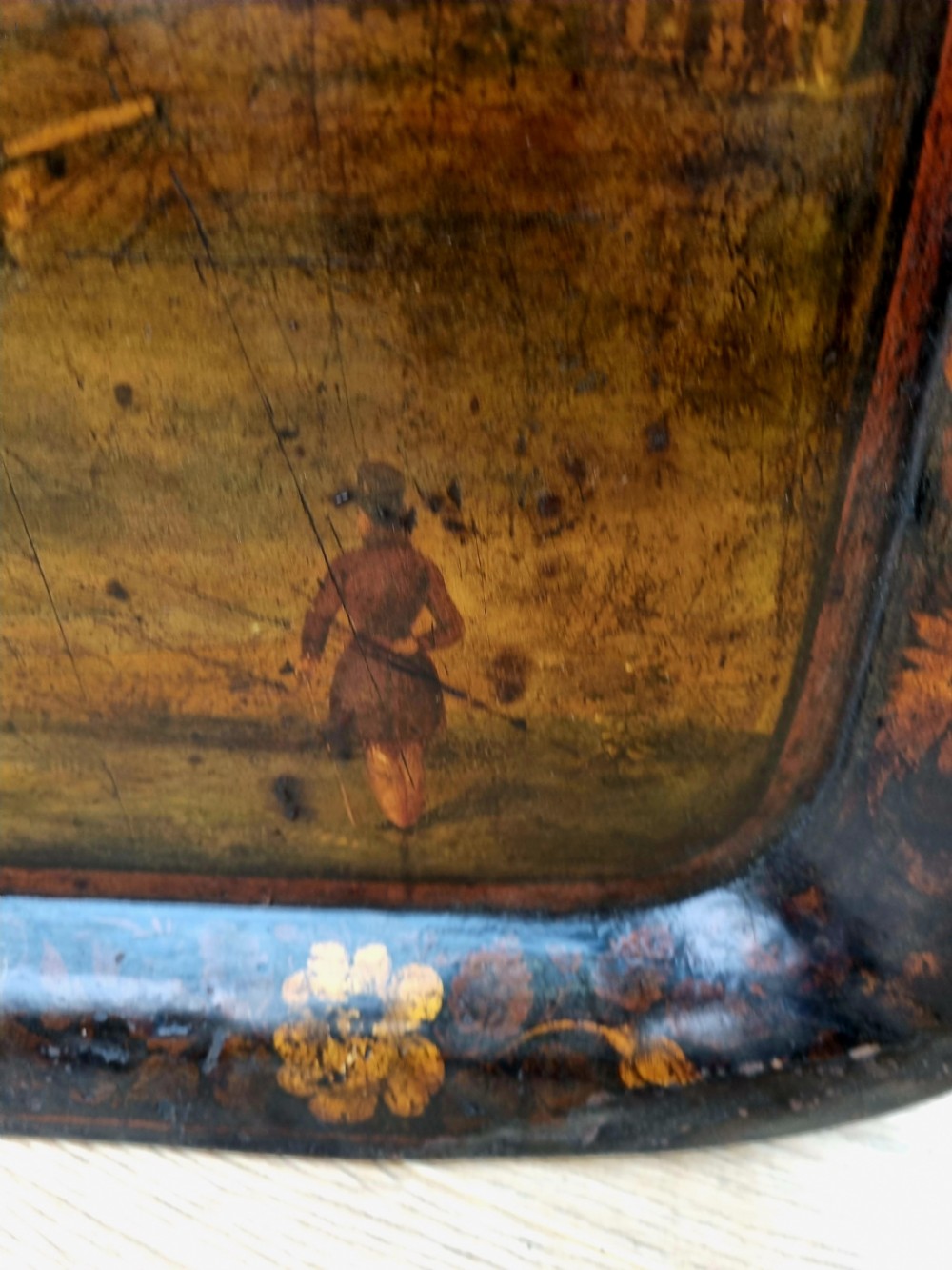 UNIQUE SCOTTISH TOLEWARE TRAY OF THE STEAMSHIP 