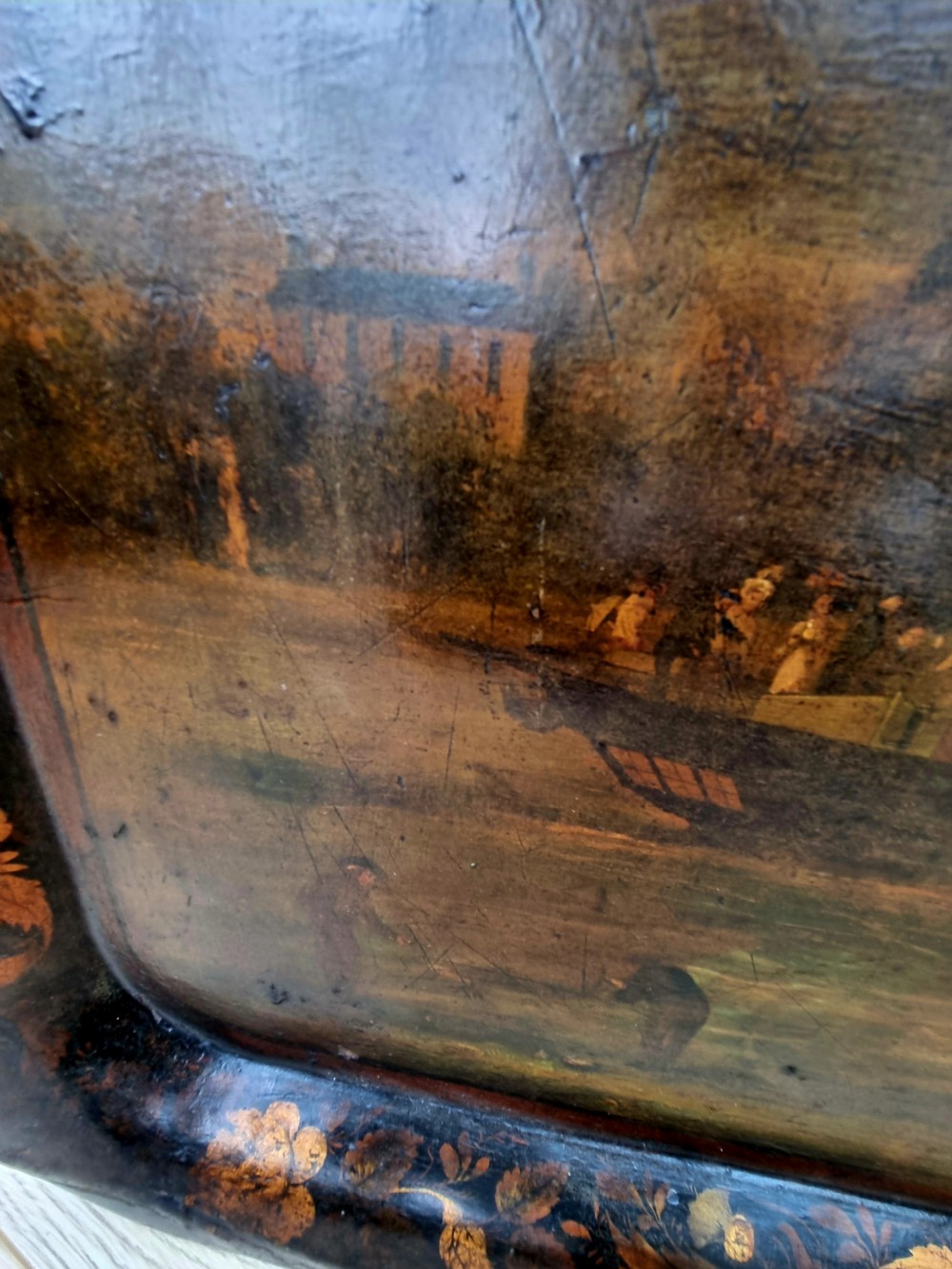 UNIQUE SCOTTISH TOLEWARE TRAY OF THE STEAMSHIP 