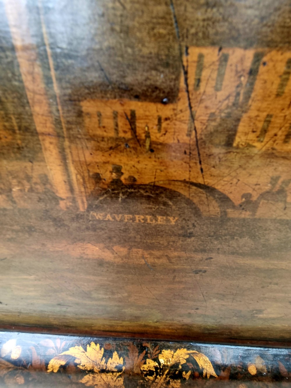 UNIQUE SCOTTISH TOLEWARE TRAY OF THE STEAMSHIP 