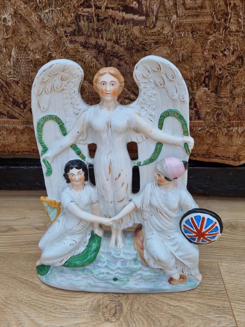 LARGE  RARE 19THC PERFECT STAFFORDSHIRE POTTERY RELIGIOUS THEME ,