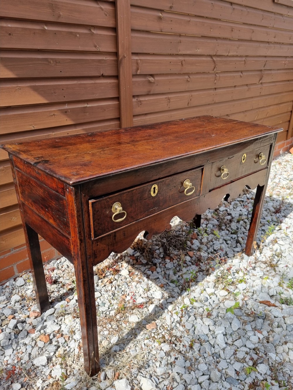 V SMALL 18THC 2 DRAWER OAK DRESSER BASE  View VII