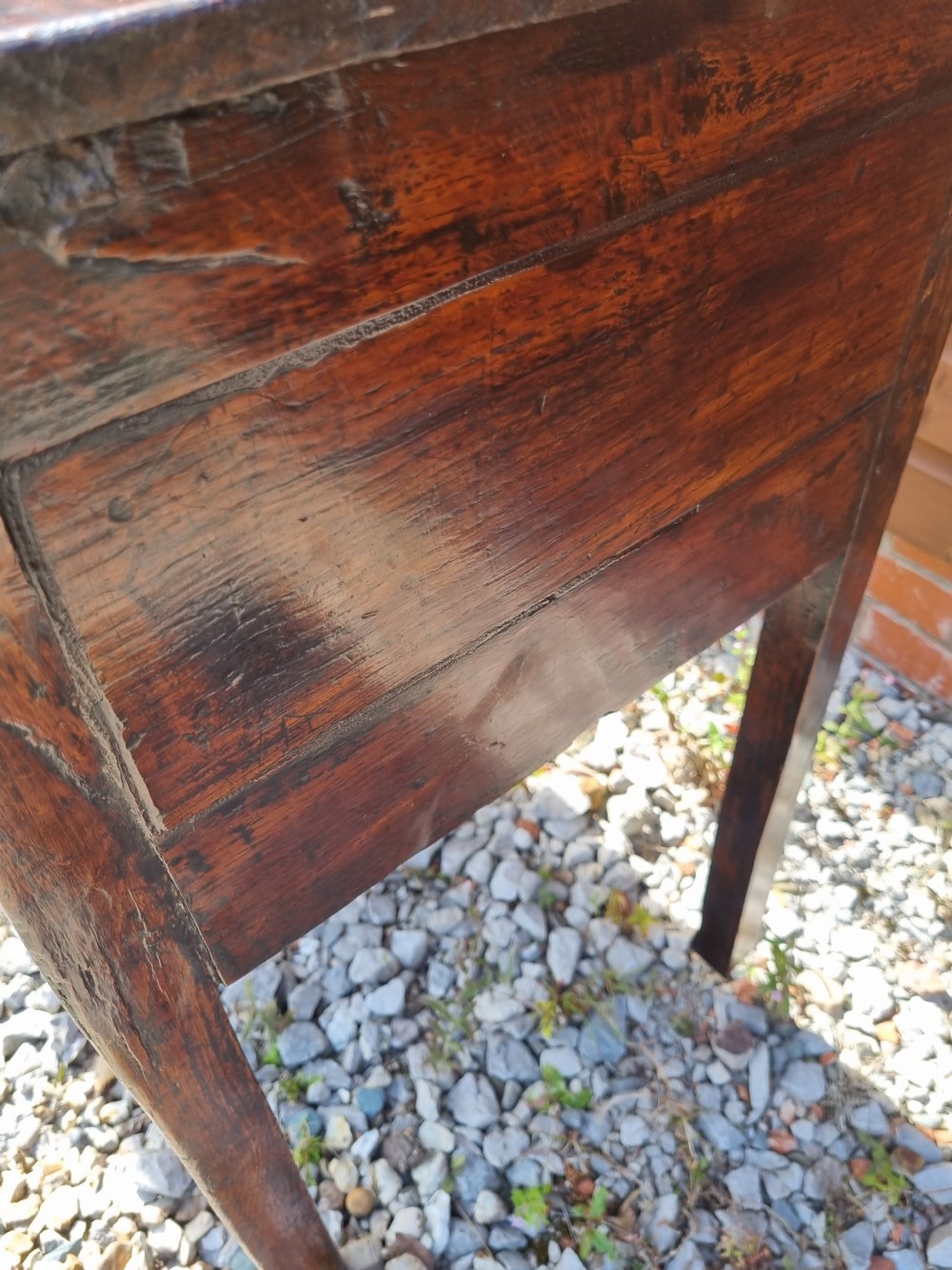 V SMALL 18THC 2 DRAWER OAK DRESSER BASE  View VIII