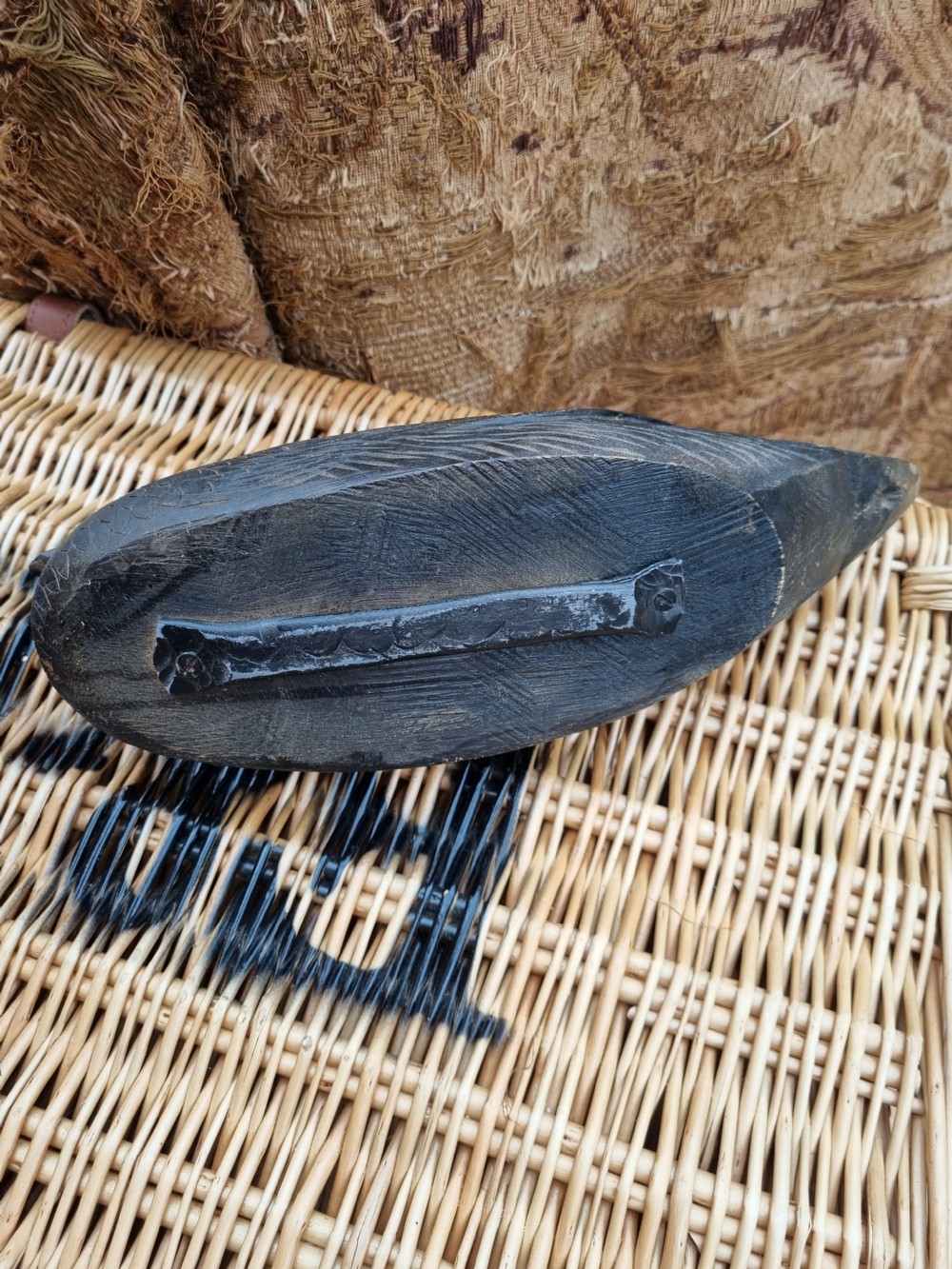 GOOD 19THC NAIVE WOODEN LONG BILLED DECOY DUCK View III