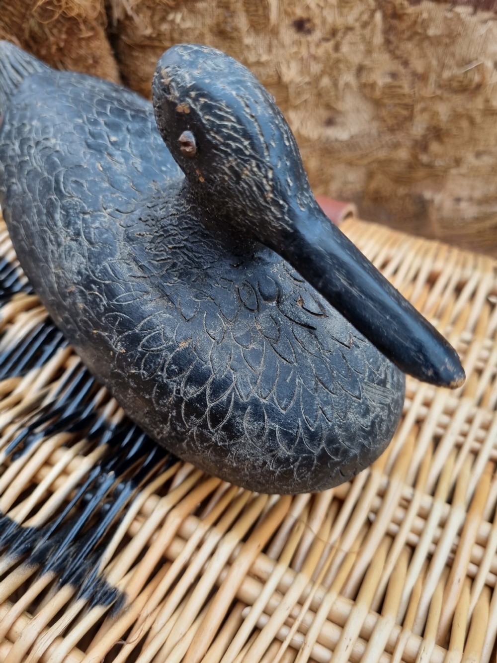 GOOD 19THC NAIVE WOODEN LONG BILLED DECOY DUCK View IV