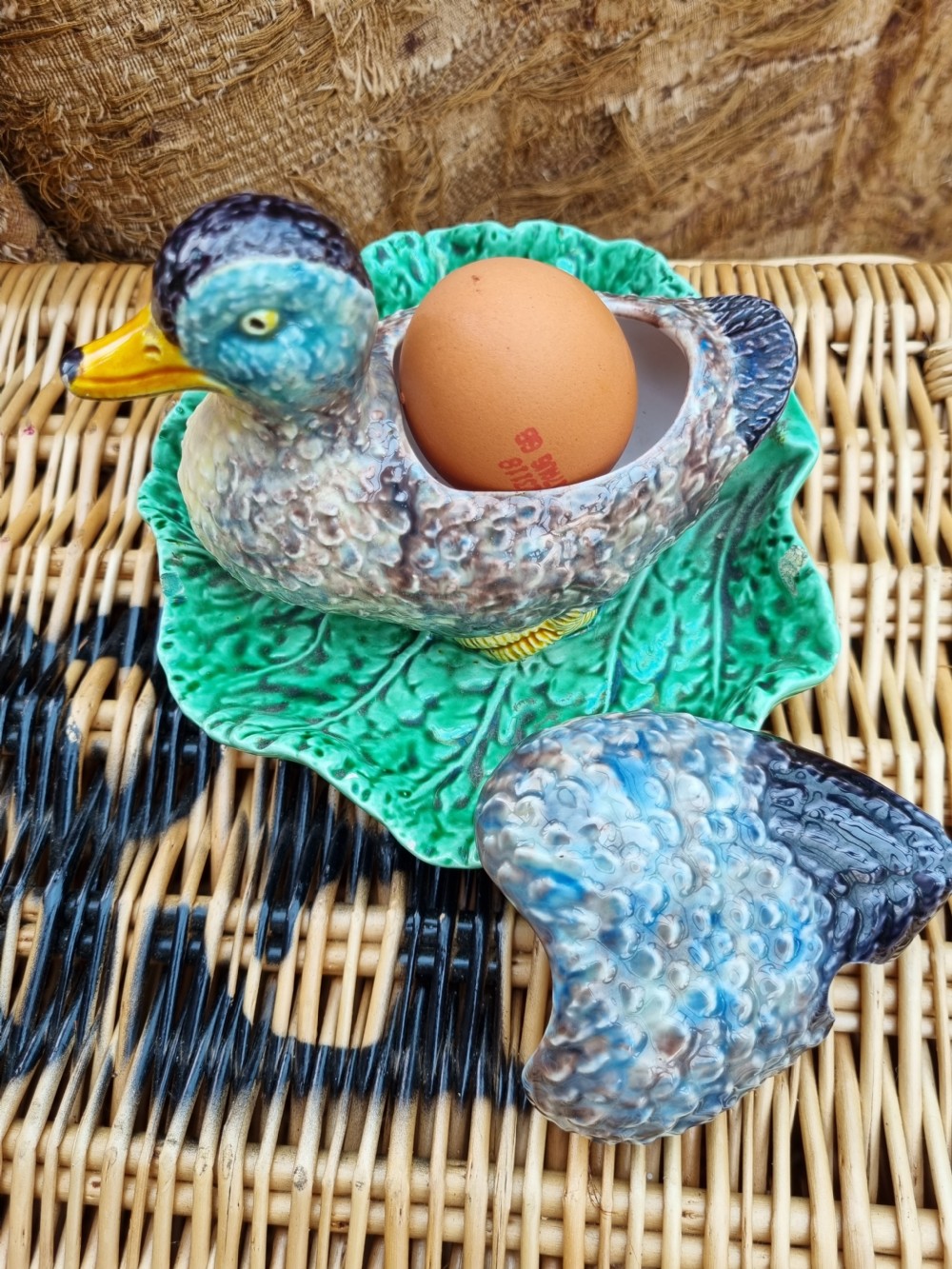 TINY ONE EGG 19THC MAJOLICA 