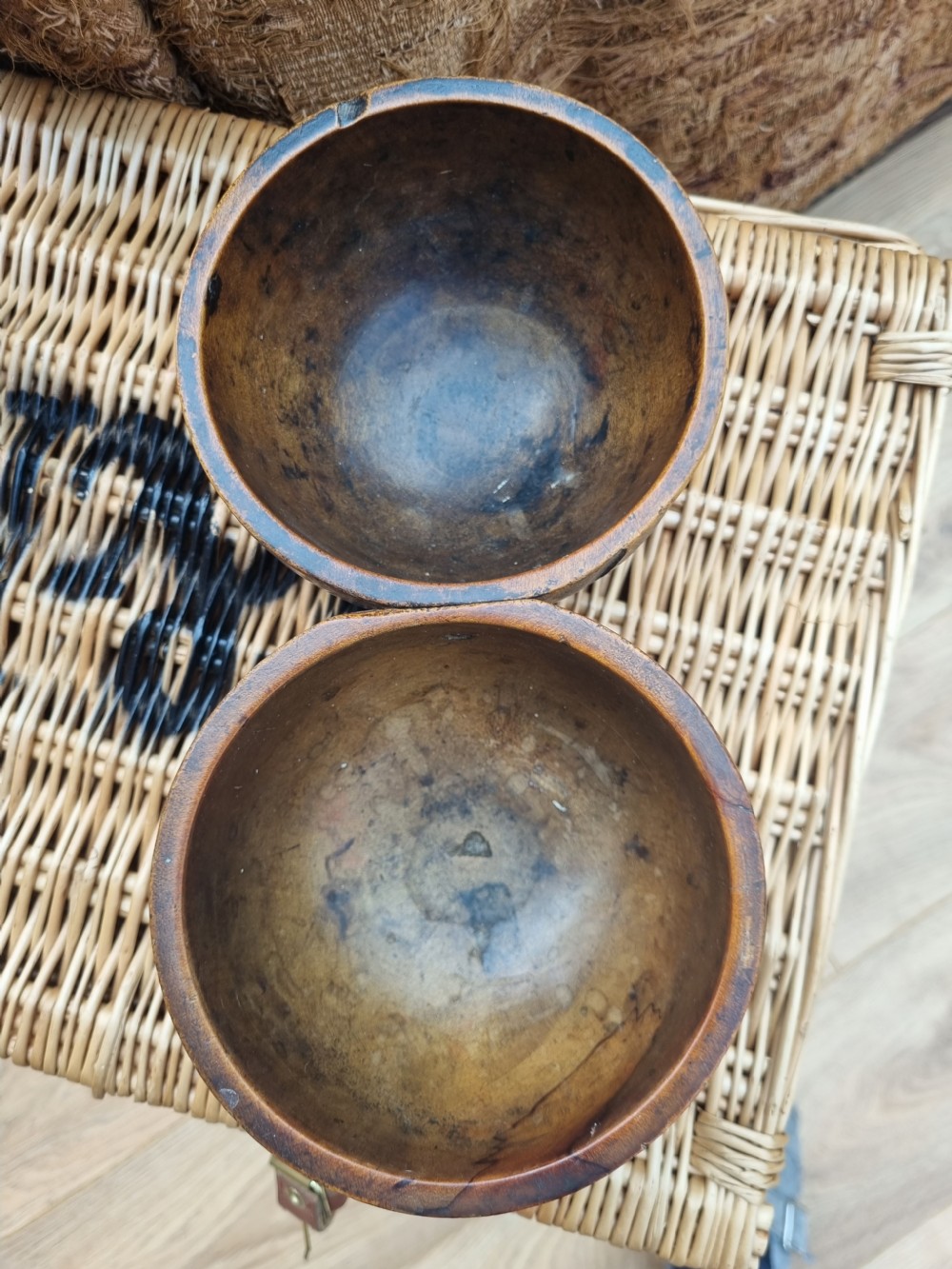 UNUSUAL PAIR OF 19THC WELSH ELM  CAWL BOWLS View V