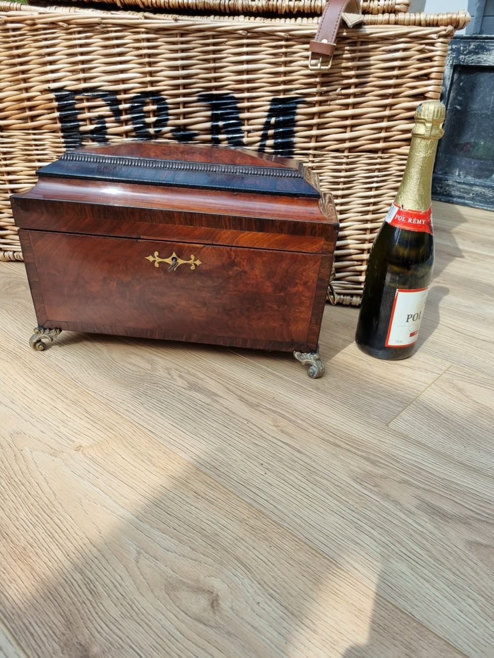 MASSIVE WILLIAM IV INLAID MAHOGANY TEA CADDY  View VIII