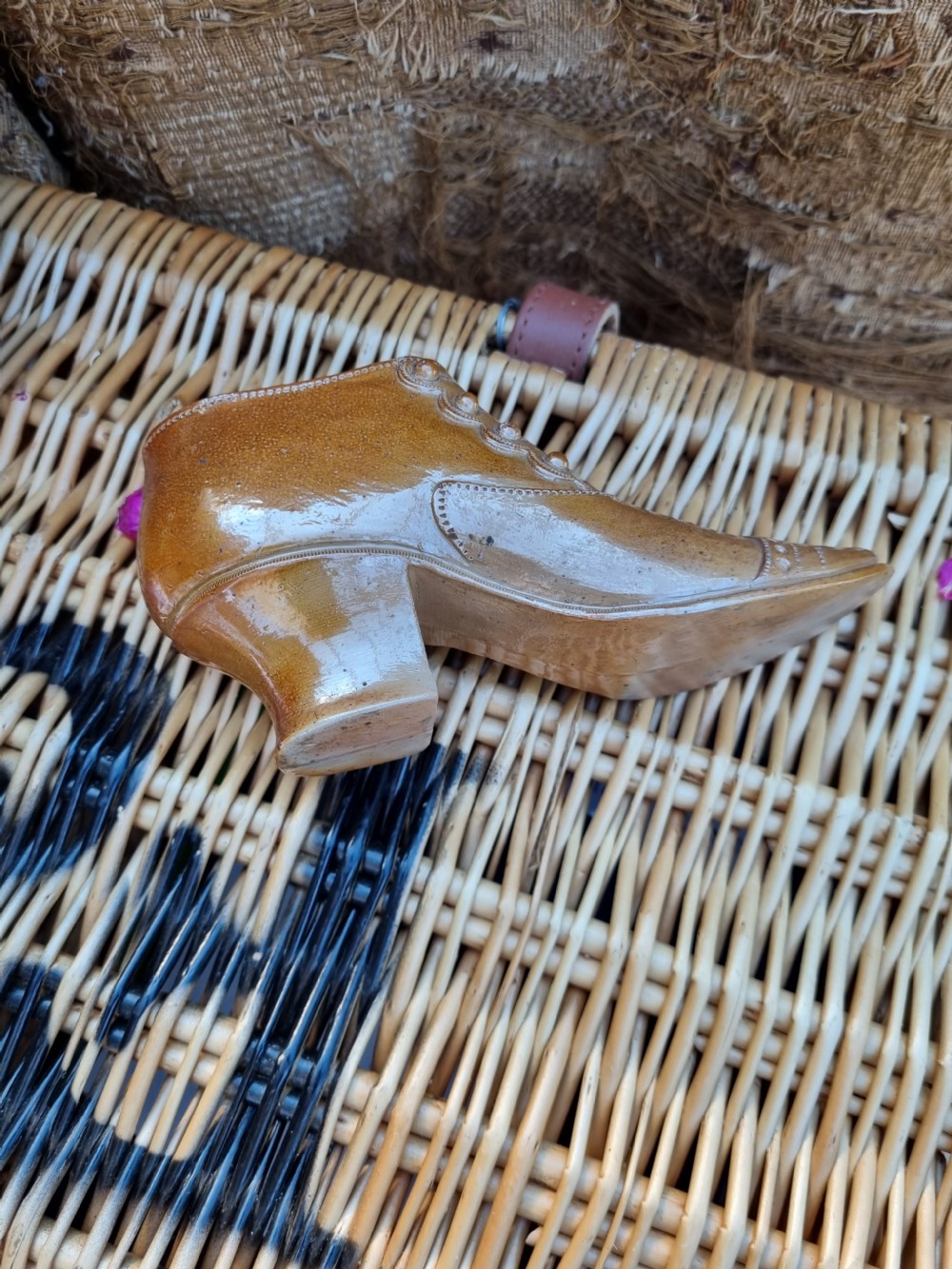 RARE E19THC STONEWARE MODEL BOOT  View V