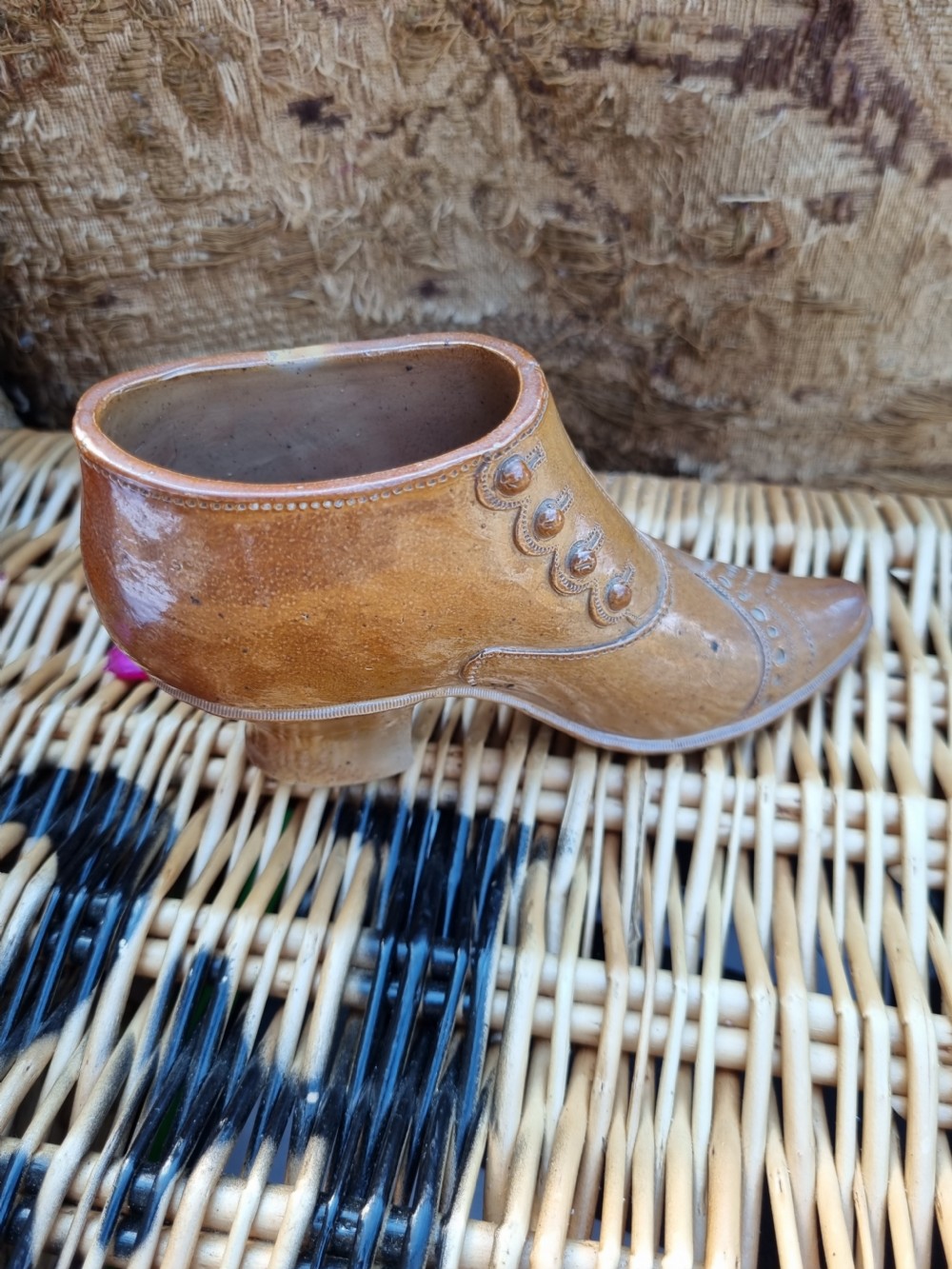 RARE E19THC STONEWARE MODEL BOOT 