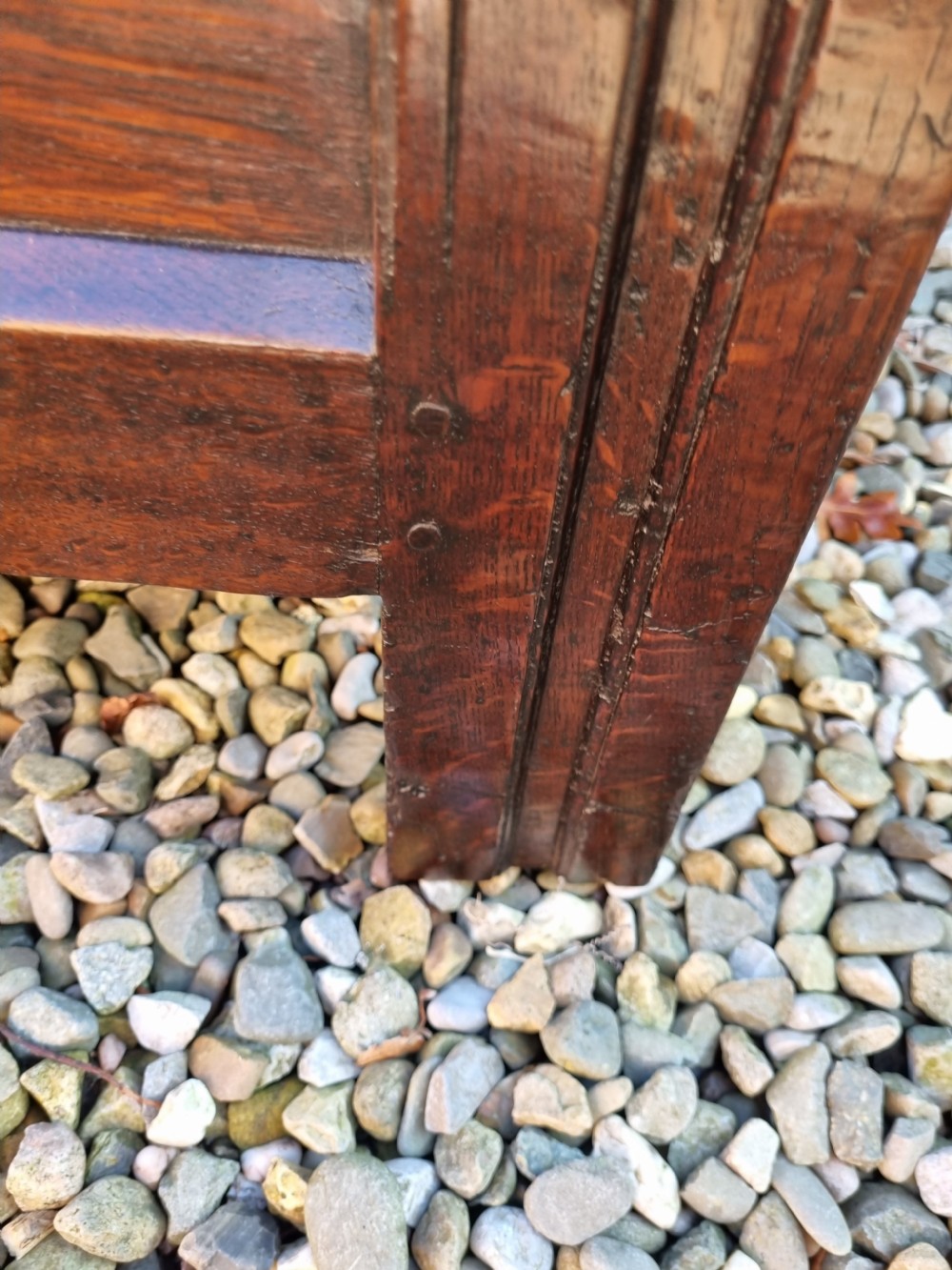 ORIGINAL 17THC PANELLED LID OAK  COFFER C1660 View IV