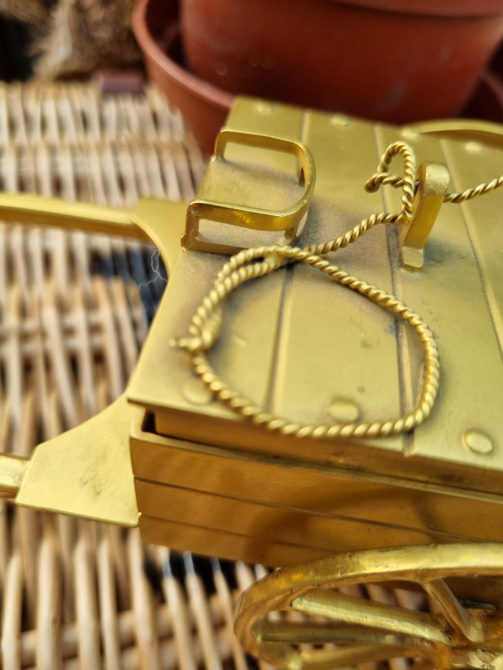 QUALITY 19THC BRASS CART JEWELLRY BOX LONDON MAKER HOPKINS BOND ST. View V