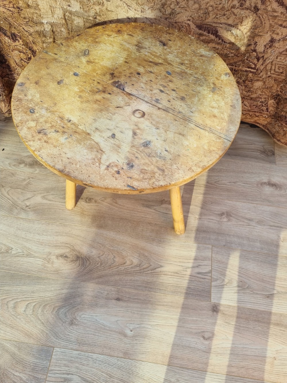 19TH C WELSH COUNTRY PINE  PRIMITIVE LOW CRICKET TABLE  View VI