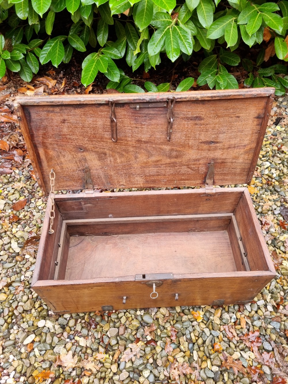 A SMALL L17THC/E18THC FRUITWOOD BOX POSSIBLY A CARRIAGE BOX  View II