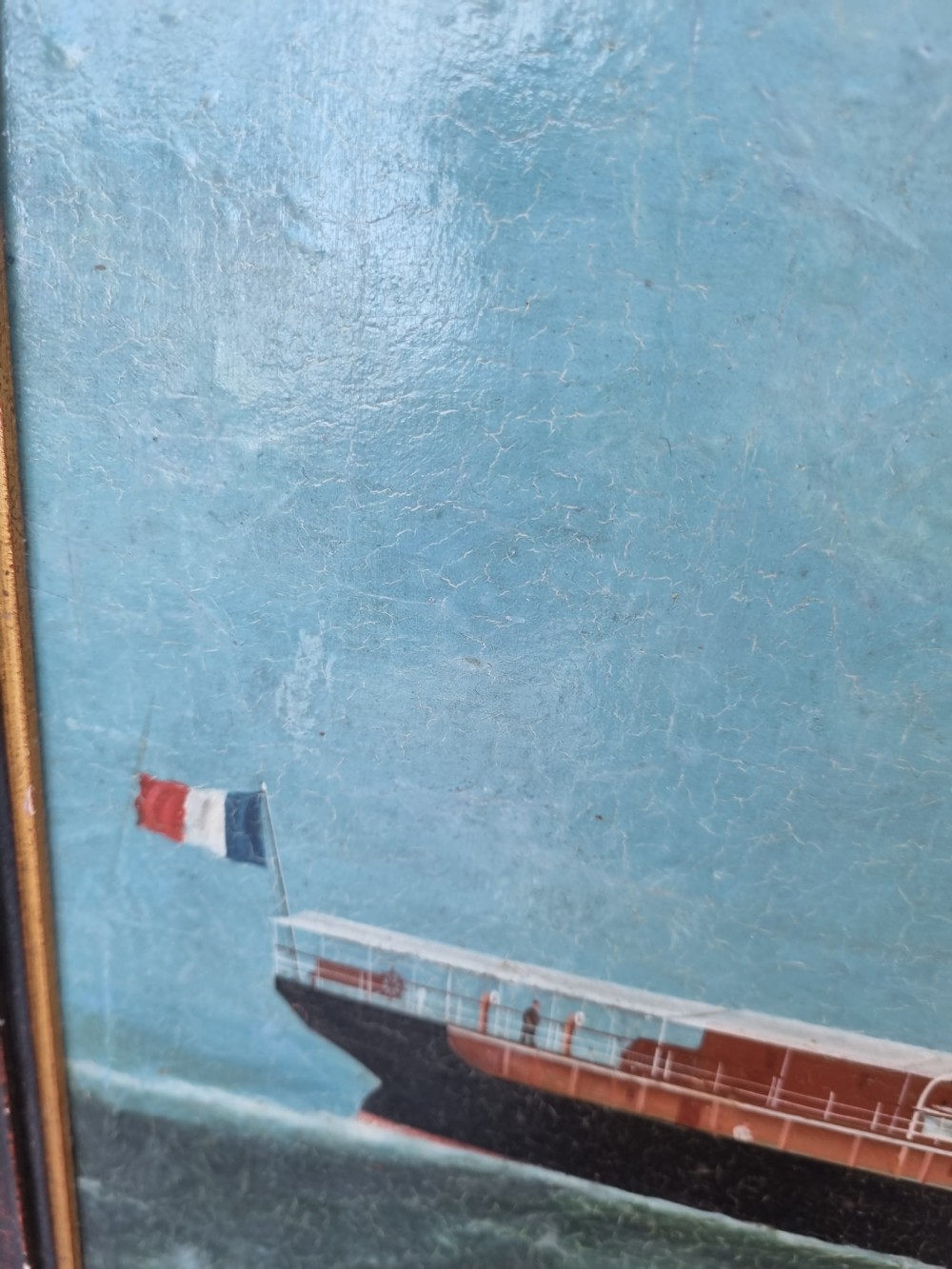 EARLY 20THC OIL PAINTING OF A TRAMP STEAMER 