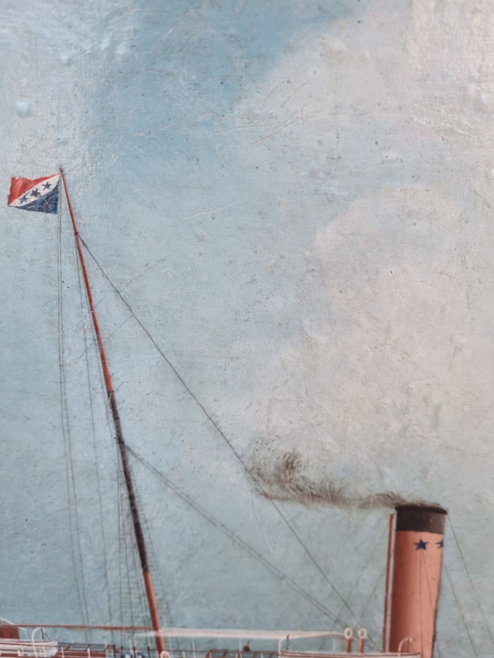 EARLY 20THC OIL PAINTING OF A TRAMP STEAMER 