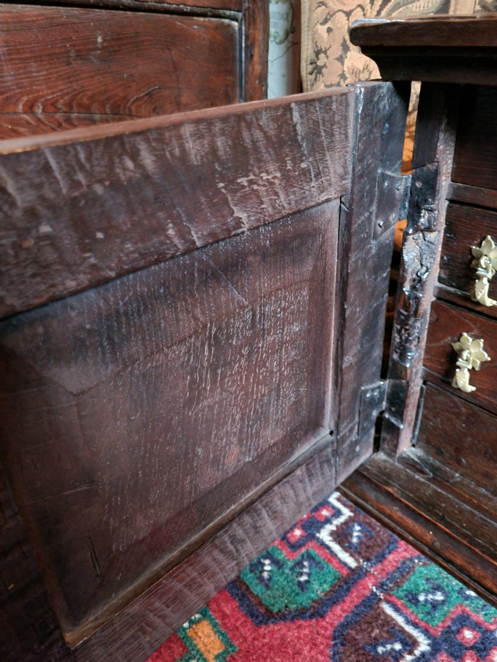 SMALL  17THC YORKSHIRE OAK SPICE CUPBOARD FULLY FITTED  View IV
