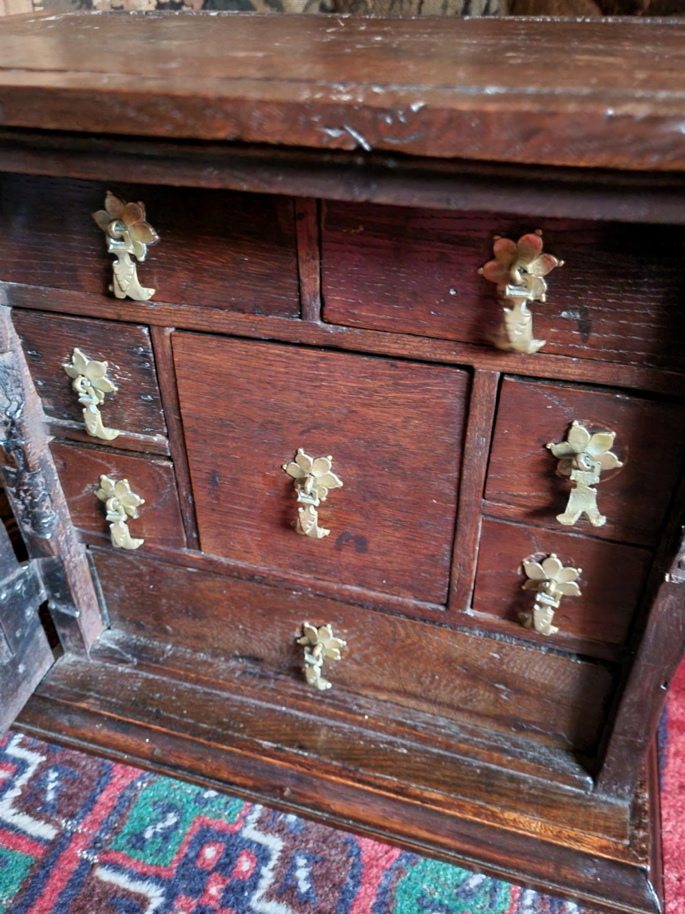 SMALL  17THC YORKSHIRE OAK SPICE CUPBOARD FULLY FITTED  View VI