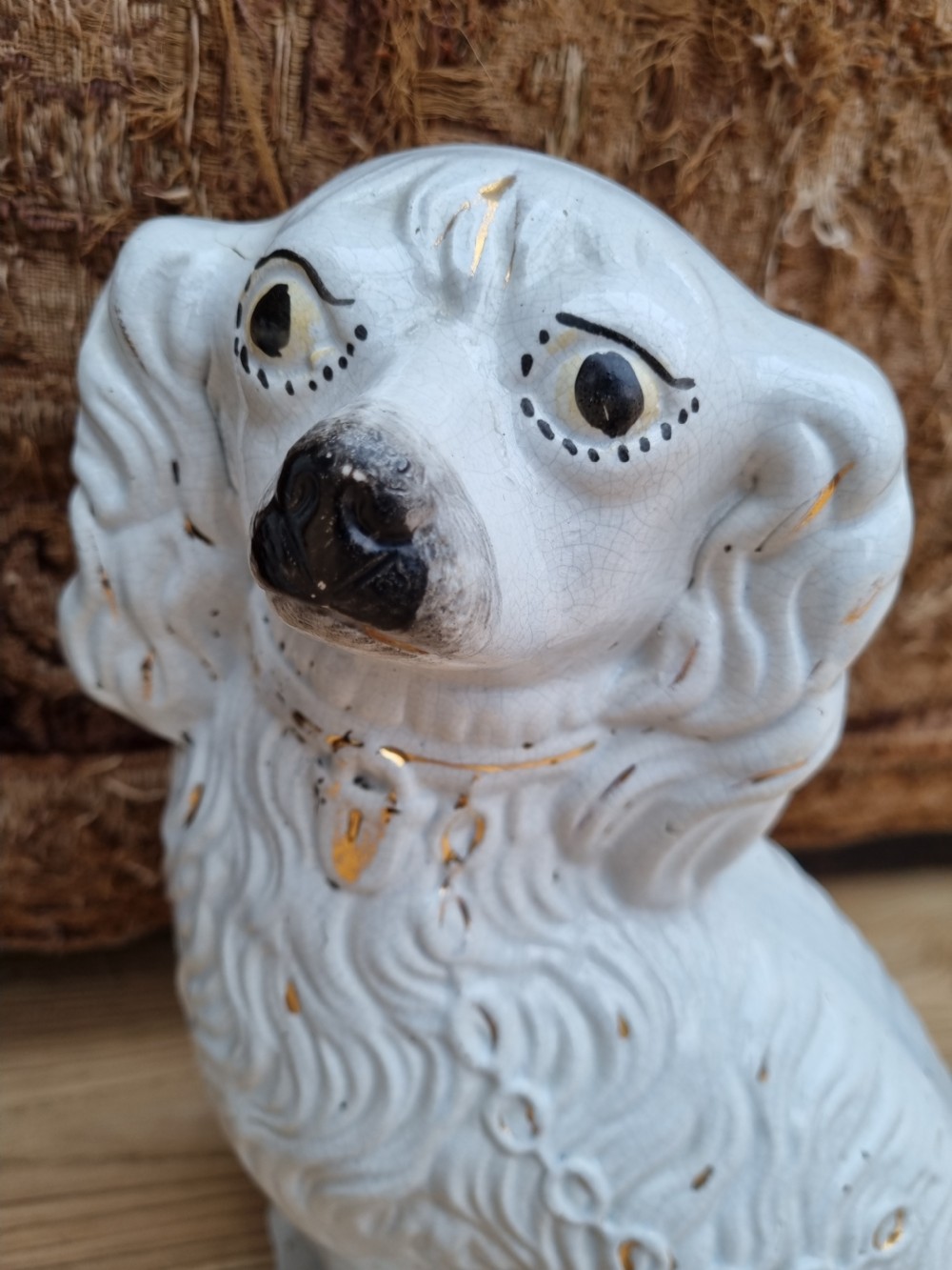 LARGE ANTIQUE PAIR OF STAFFORDSHIRE DOGS PERFECT View II