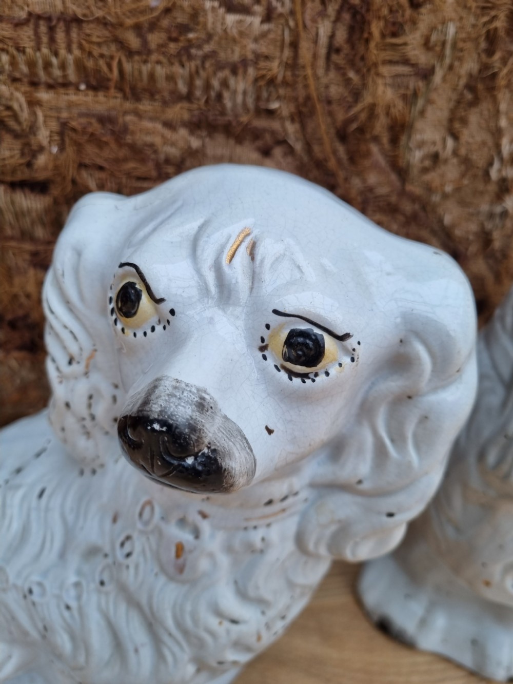LARGE ANTIQUE PAIR OF STAFFORDSHIRE DOGS PERFECT View III