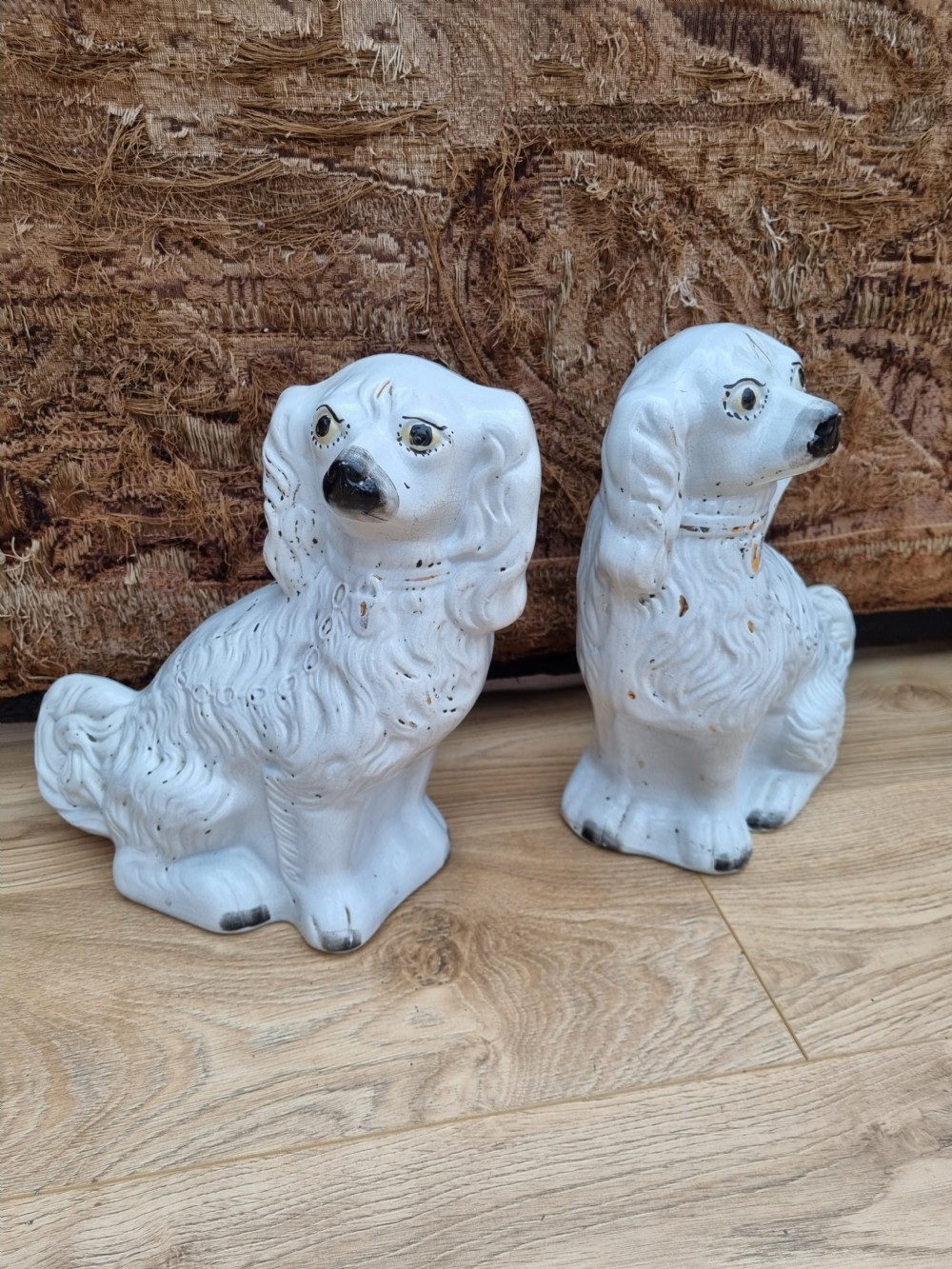 LARGE ANTIQUE PAIR OF STAFFORDSHIRE DOGS PERFECT View IV
