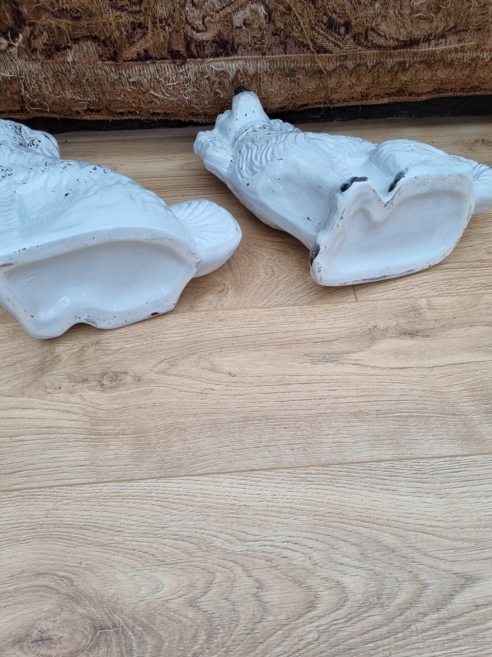 LARGE ANTIQUE PAIR OF STAFFORDSHIRE DOGS PERFECT View VI