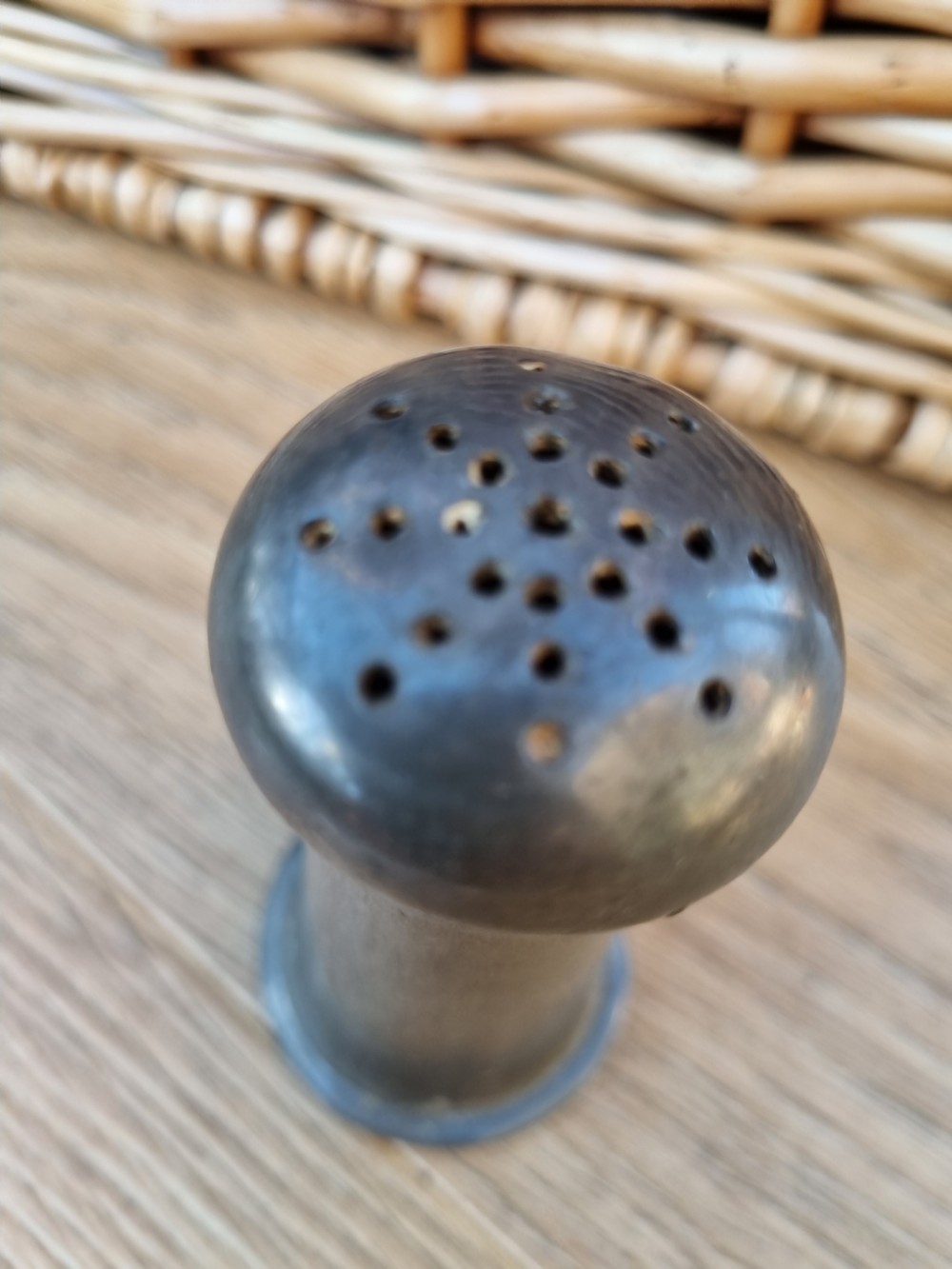 EX WENDERTON KITCHENALIA SALE L18THC PEWTER SIFTER  View III