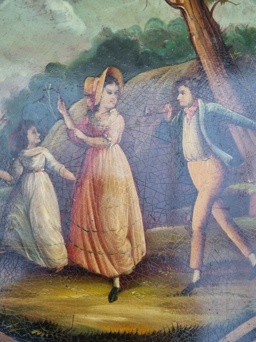 UNUSUAL LARGE REGENCY TOLEWARE 2 HANDLED TRAY . View IV