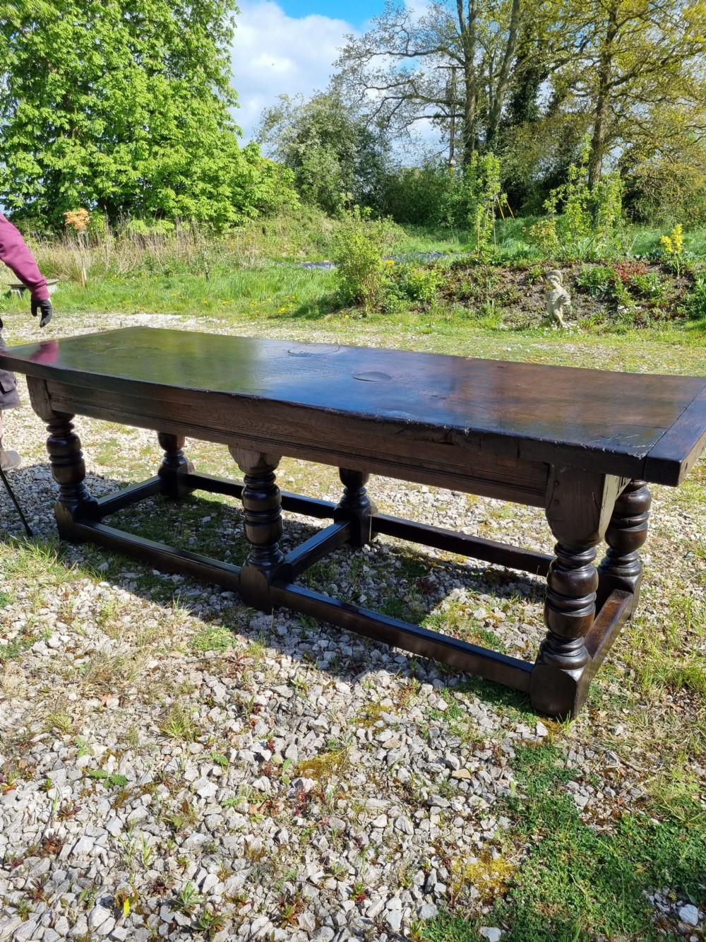 LARGE MID 17THC WELSH OAK REFECTORY TABLE ,ONE PIECE TOP  View II
